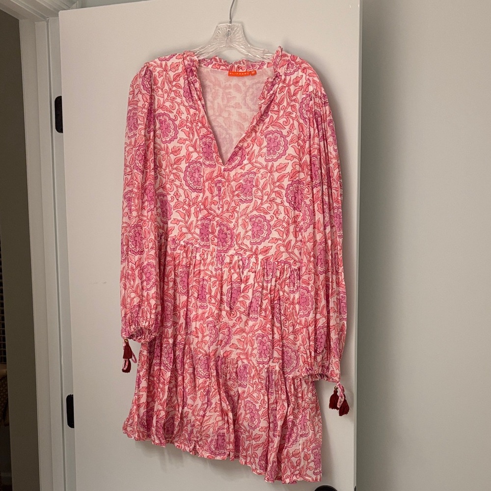 Oliphant Pink Floral Ruffle Dress